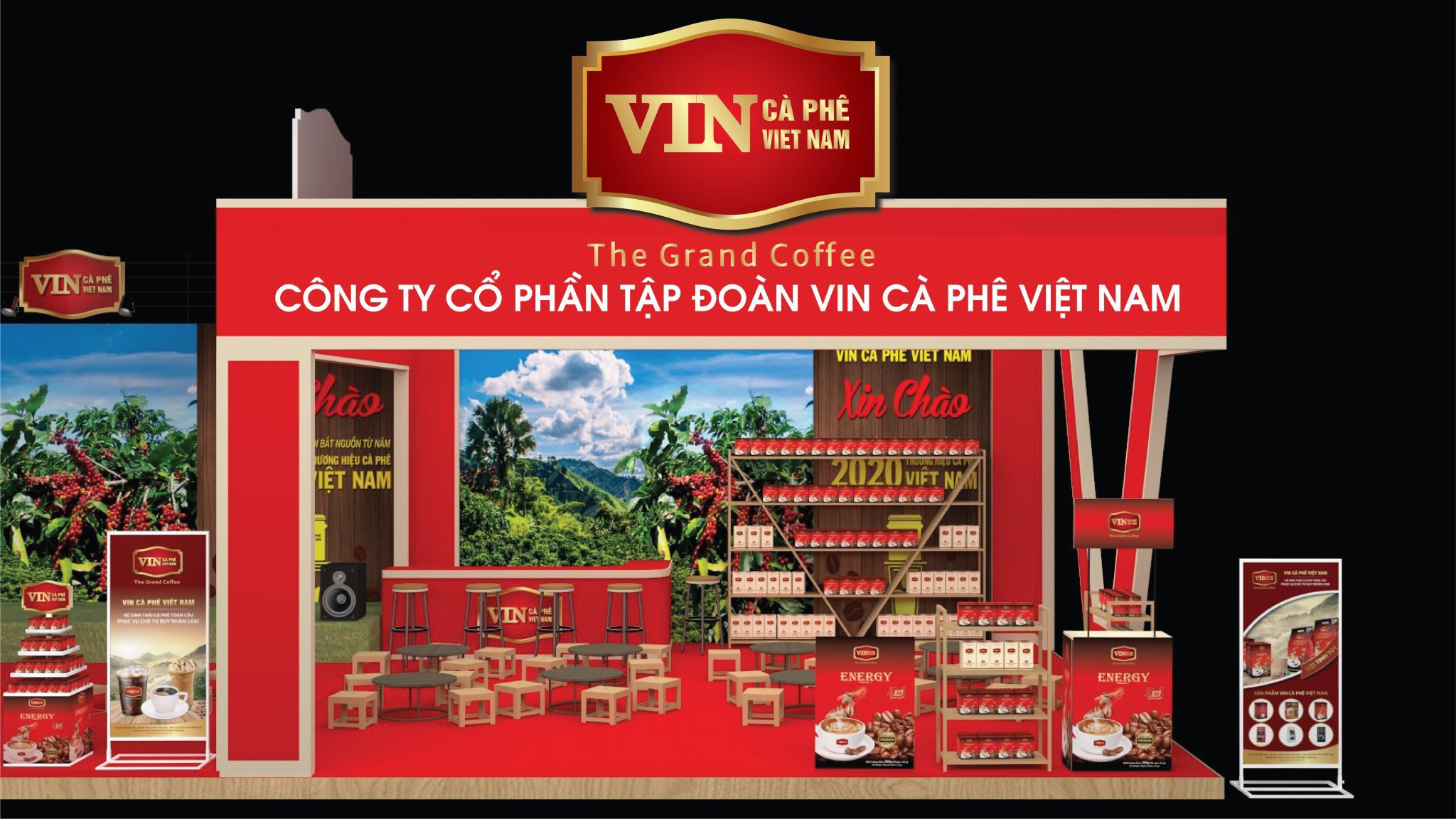 Gian hang Vin Ca Phe tai le hoi ca phe Buon Ma Thuot lan thu 8